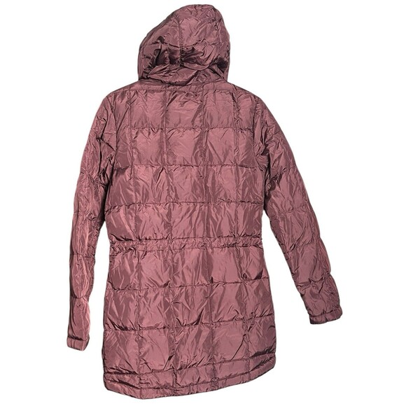 LL Bean Women’s Down Puffer Jacket With Hoodie X-Small Burgundy Water Repellent - Picture 12 of 14